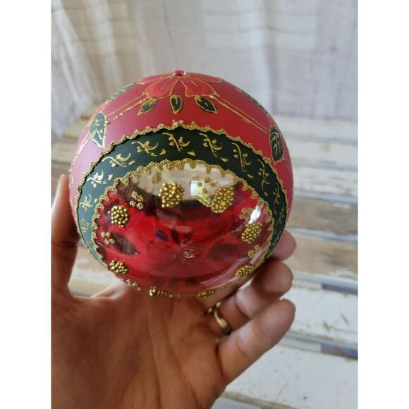 Hand painted flower ball glass ornaments - Picture 7 of 8